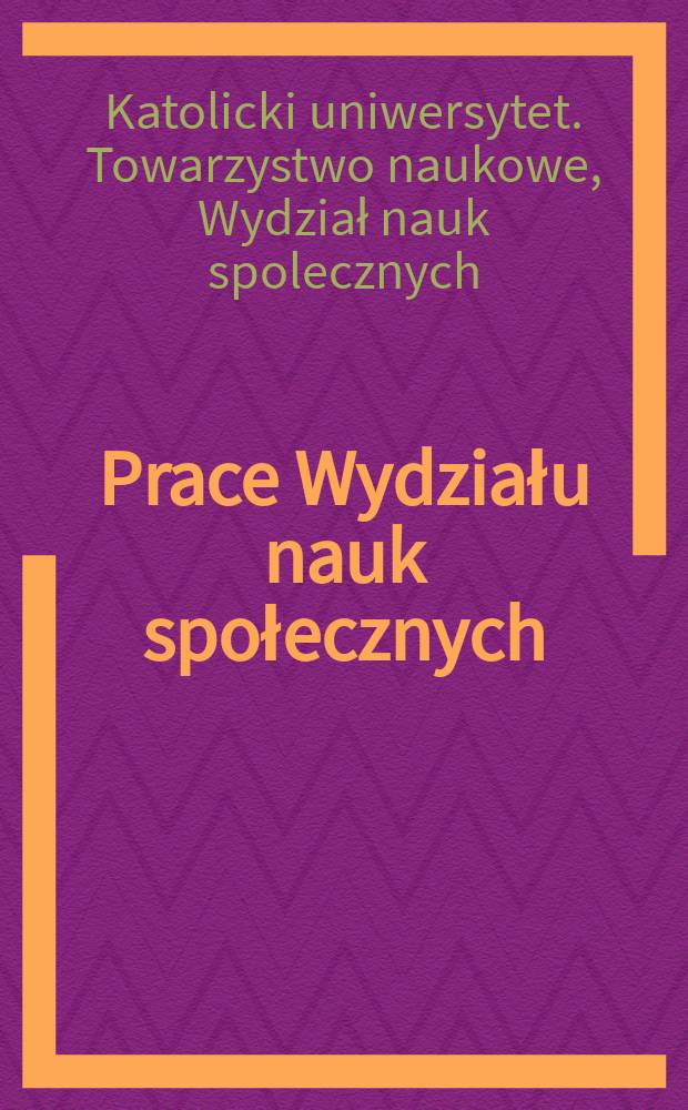 Prace Wydziału nauk społecznych