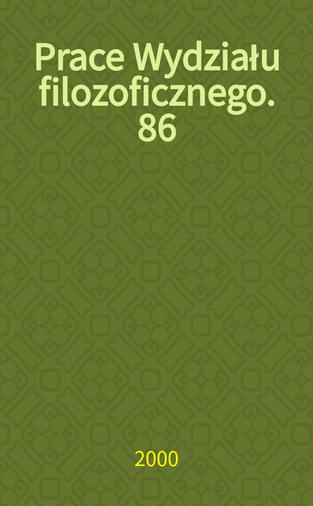 Prace Wydziału filozoficznego. 86 : Bioetyka i ryzyko