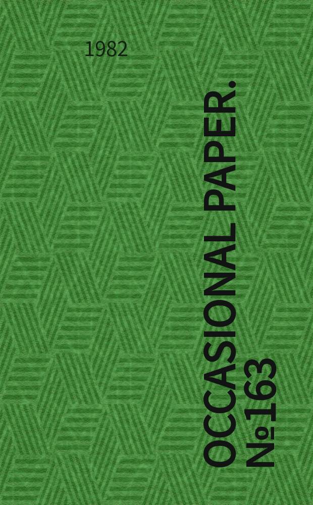 Occasional paper. №163 : The soldiers' blebiscite