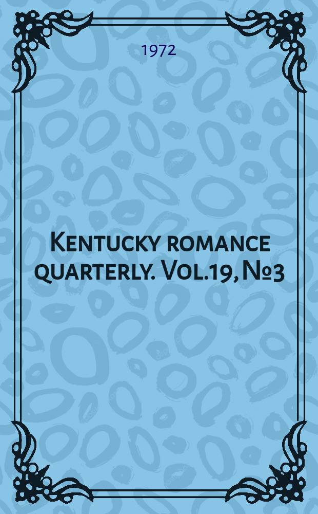 Kentucky romance quarterly. Vol.19, №3