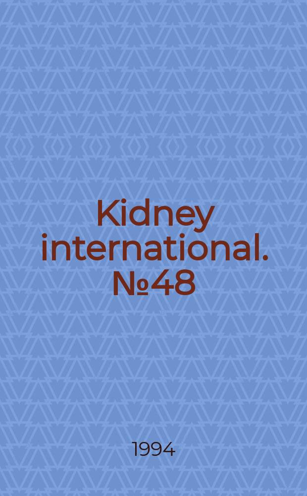 Kidney international. №48 : Adequacy of peritoneal dialysis