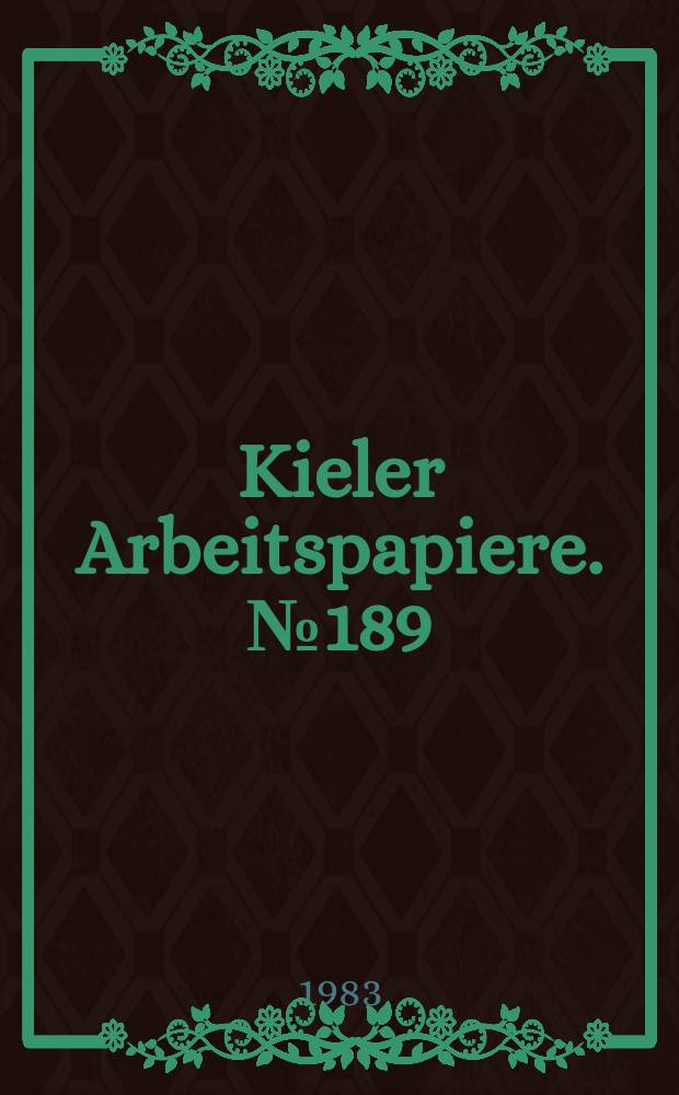 Kieler Arbeitspapiere. №189 : Economic activity zones
