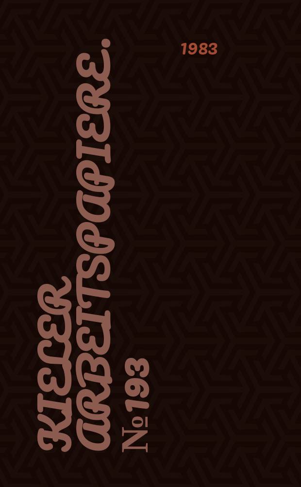 Kieler Arbeitspapiere. №193 : Einige Bemerkungen zur Persönlichkeit...