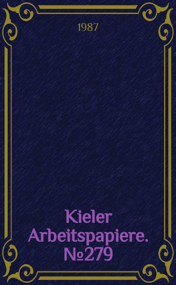 Kieler Arbeitspapiere. №279 : Subsidizing the Federal German...