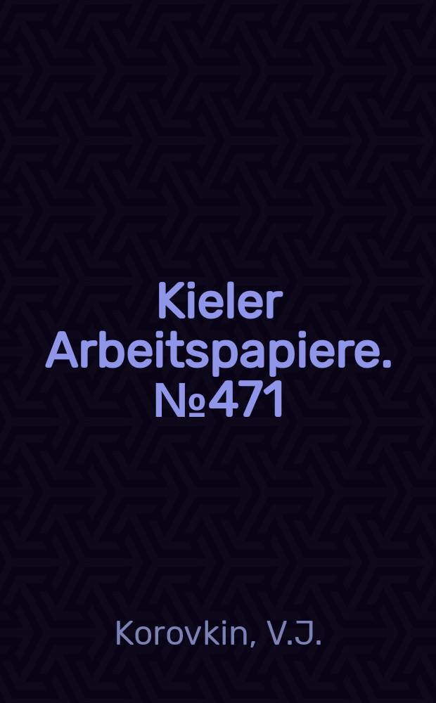 Kieler Arbeitspapiere. №471 : Marktwirtschaft in der Sowjetunion
