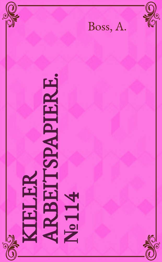 Kieler Arbeitspapiere. №114 : Das Erwerbspersonenpotential in der Bundesrepublik...