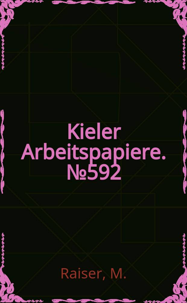 Kieler Arbeitspapiere. №592 : Governing the transition to a market economy