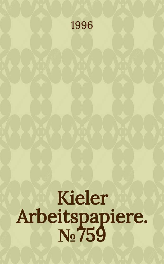 Kieler Arbeitspapiere. №759 : Bargaining a long-term...