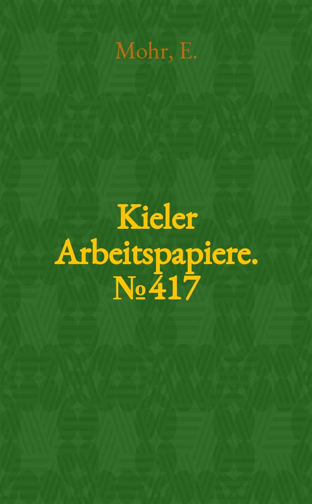 Kieler Arbeitspapiere. №417 : Crises within communism and temporary aid