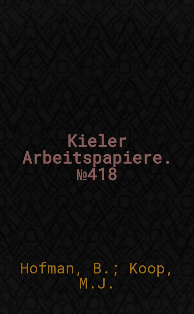 Kieler Arbeitspapiere. №418 : Monetary overhang and the dynamics...
