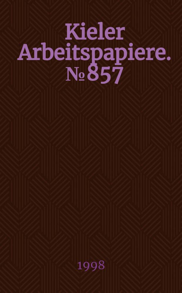 Kieler Arbeitspapiere. №857 : Environmental regulation and its impact...