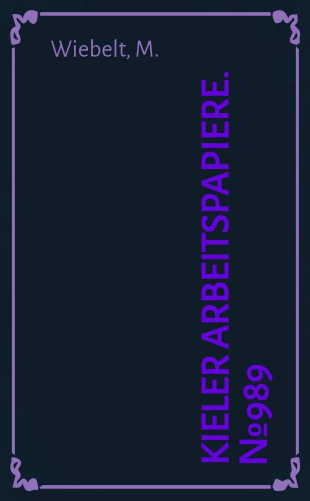 Kieler Arbeitspapiere. №989 : Measuring the benefit-cost ratio...