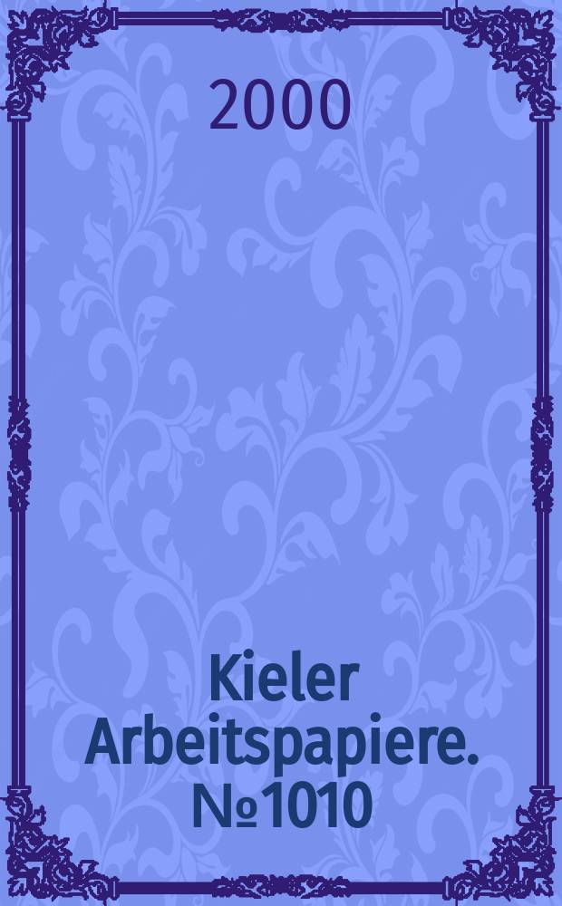 Kieler Arbeitspapiere. №1010 : Marktordnung und Barrieren im... mit Telekommunikationsdienstleistungen