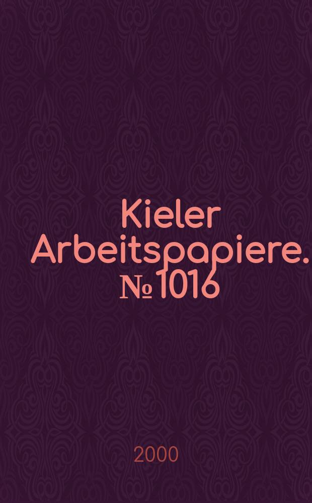 Kieler Arbeitspapiere. №1016 : Estimating the aggregate agricultural...