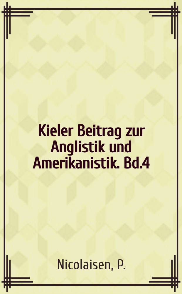 Kieler Beitrag zur Anglistik und Amerikanistik. Bd.4 : Die Bildlichkeit in der Dichtung Edward Taylors