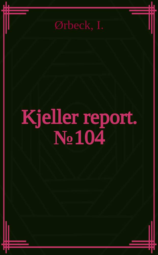 Kjeller report. №104 : A 100 channel scanner using field effect transistors as analog gates