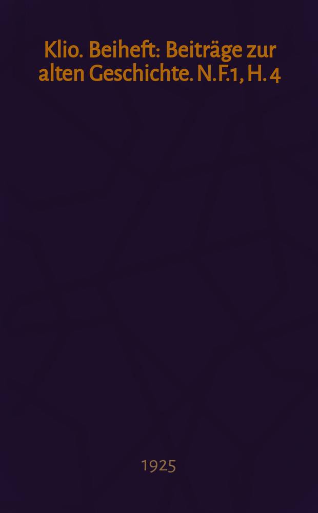 Klio. Beiheft : Beiträge zur alten Geschichte. N.F.1, H. 4 (17) : Der Agrarstaat in Platons Gesetzen