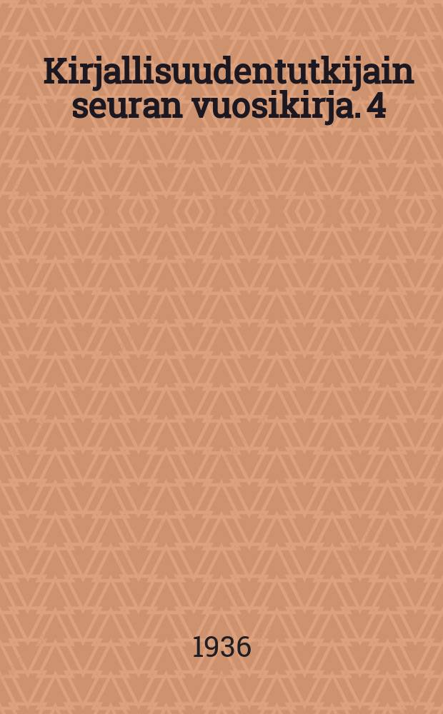 Kirjallisuudentutkijain seuran vuosikirja. 4 : Juhana Fredrik Granlund