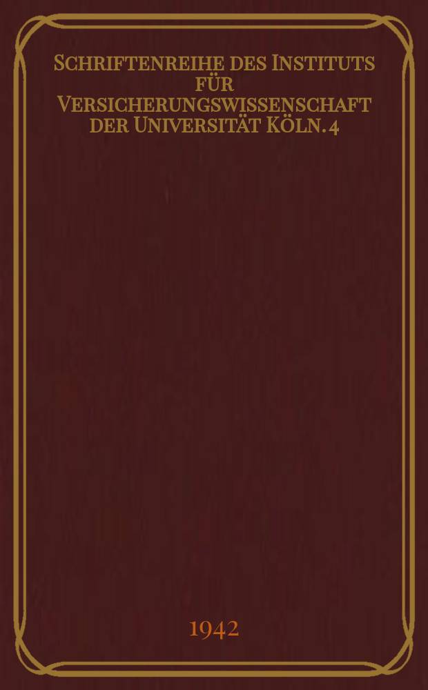 Schriftenreihe des Instituts für Versicherungswissenschaft der Universität Köln. 4 : Aus der Praxis der allgemeinen Elementarschä denversicherung
