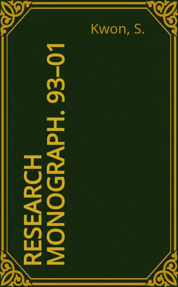 Research monograph. 93–01 : Social policy in Korea