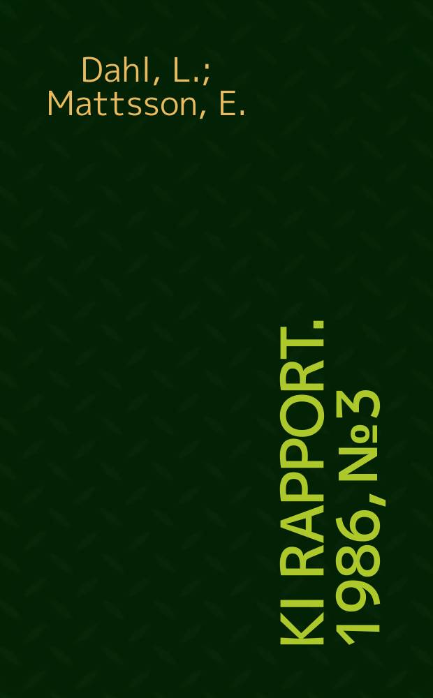 KI Rapport. 1986, №3 : Korrosion i VVS- system