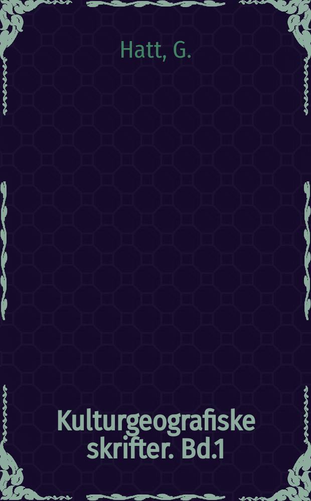 Kulturgeografiske skrifter. Bd.1 : Stillehavsproblemer