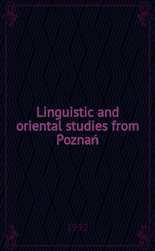 Linguistic and oriental studies from Poznań