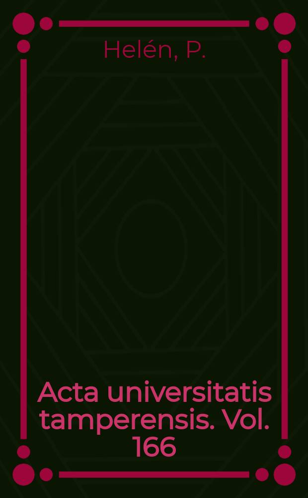 Acta universitatis tamperensis. Vol. 166 : Age-related, structural and histochemical