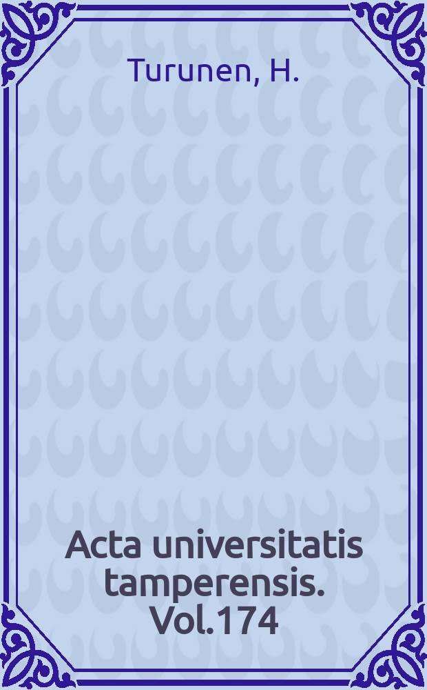 Acta universitatis tamperensis. Vol.174 : Serological diagnosis of toxoplasmosis