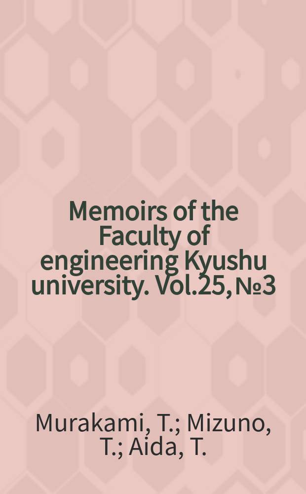 Memoirs of the Faculty of engineering Kyushu university. Vol.25, №3 : Analysis of horizontally curved trusses. Studies on the distribution of bond stresses along various reinforcing bars