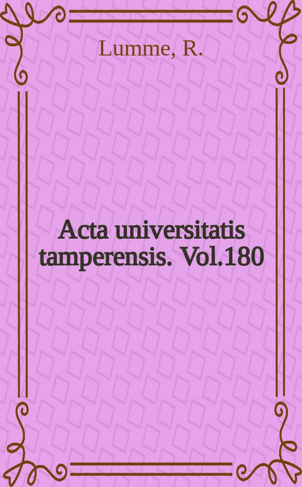 Acta universitatis tamperensis. Vol.180 : Twin pregnancy