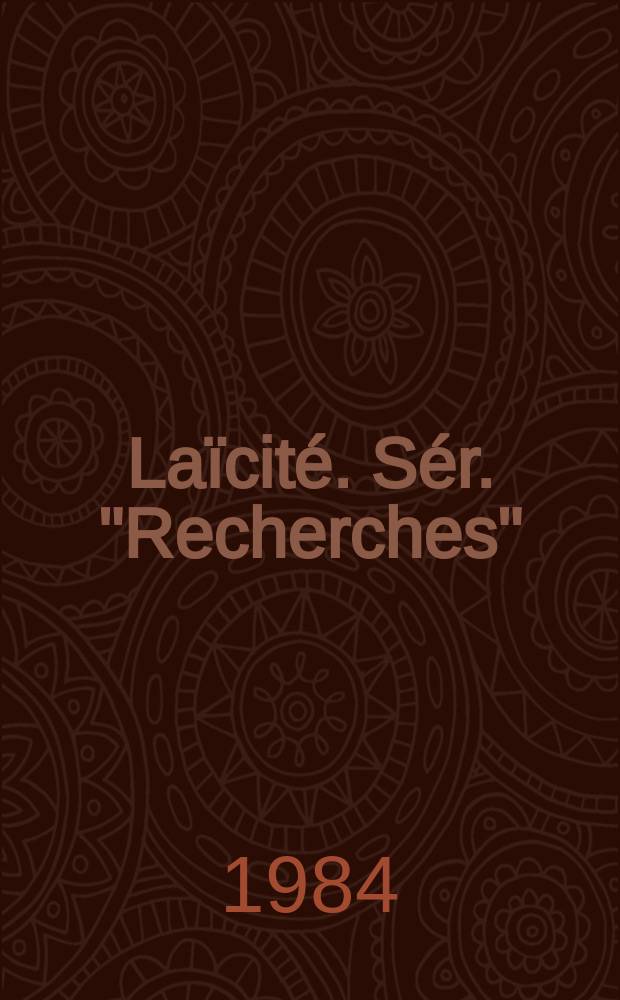 Laïcité. Sér. "Recherches"