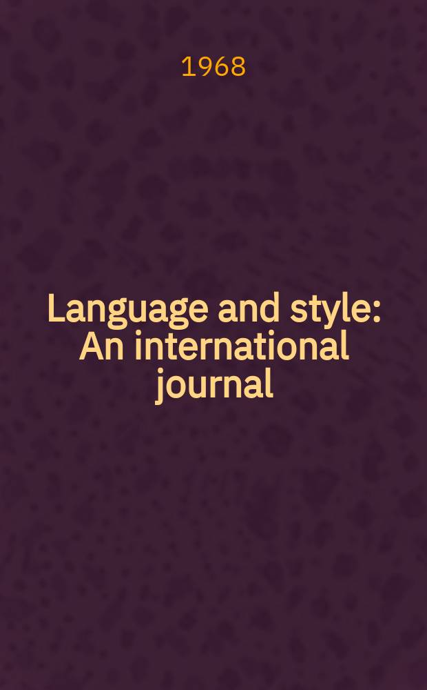 Language and style : An international journal