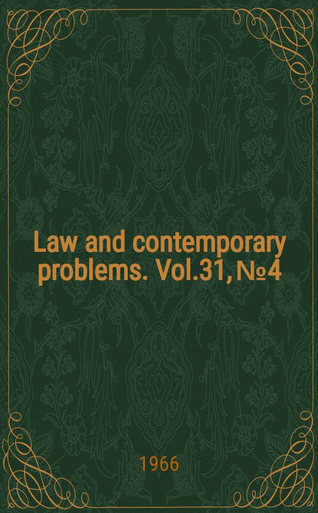 Law and contemporary problems. Vol.31, №4 : Banking