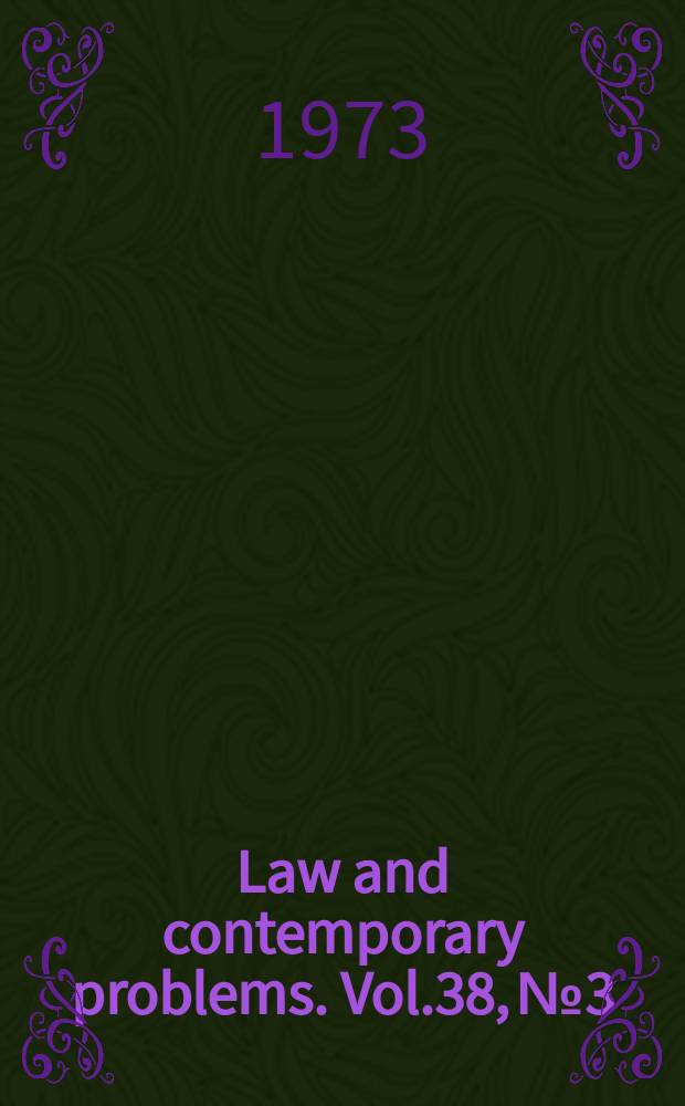 Law and contemporary problems. Vol.38, №3 : Future directions for school finance reform