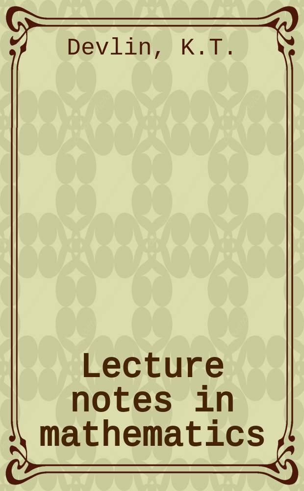 Lecture notes in mathematics : An informal series of special lectures, seminars and reports on mathematical topics. №405 : The Sousl in problem