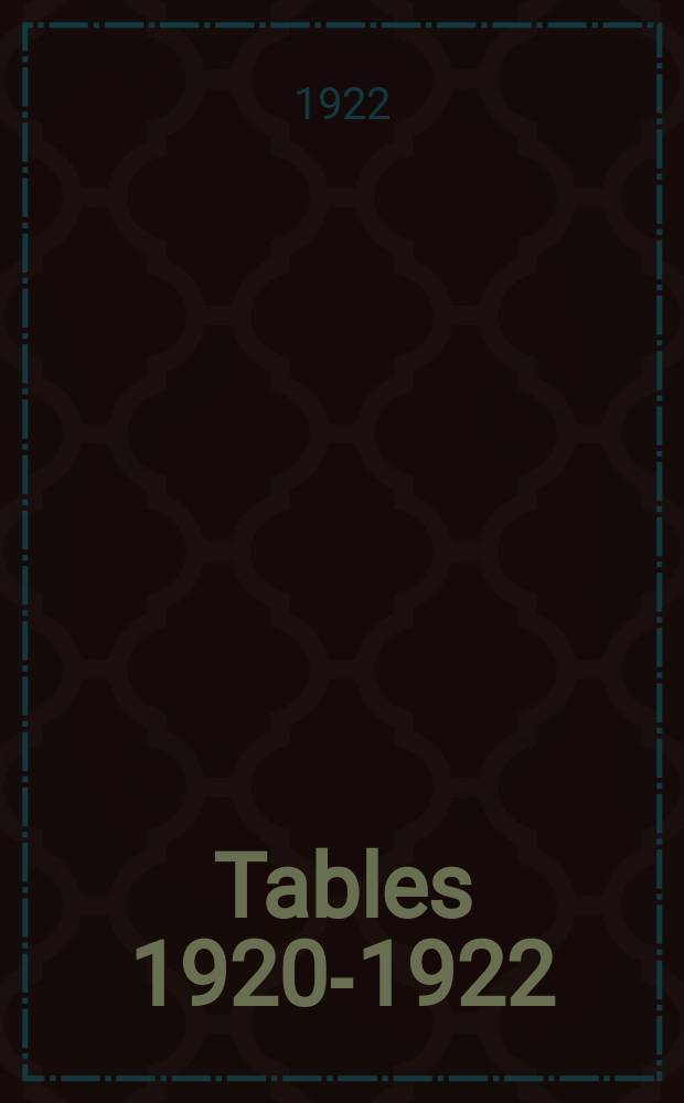 [Tables] 1920-1922