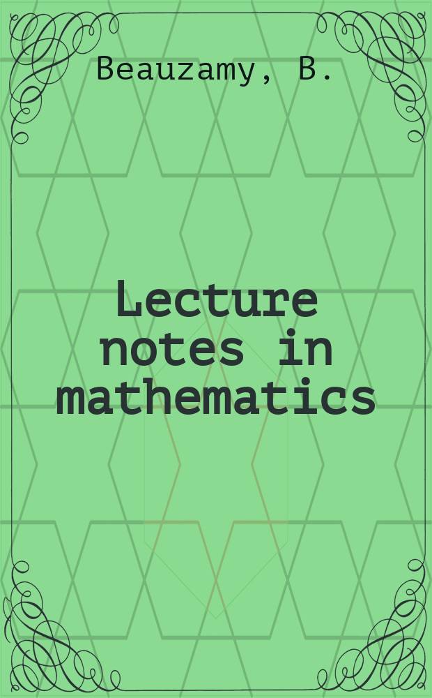 Lecture notes in mathematics : An informal series of special lectures, seminars and reports on mathematical topics : Espaces d' Interpolation r&eacute;els