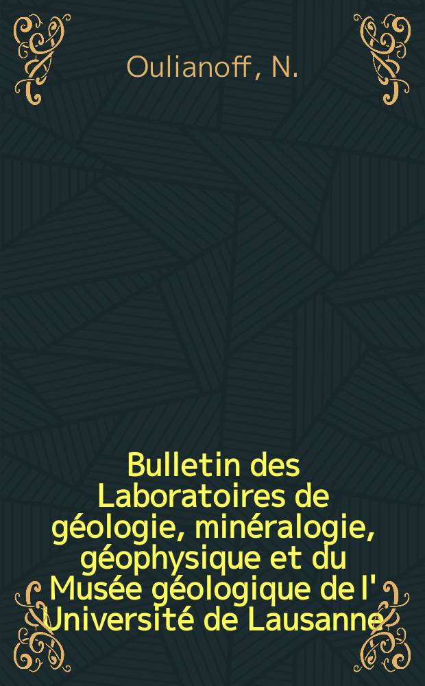 Bulletin des Laboratoires de géologie, minéralogie , géophysique et du Musée géologique de l' Université de Lausanne (Suisse). №94 : Considérations géologiques sur l'altimétrie de la région Sierre-Montana-Sion après le séisme du 25 janvier 1946
