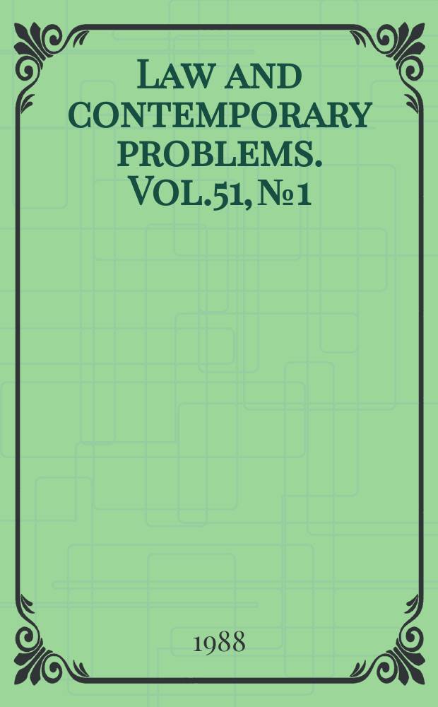 Law and contemporary problems. Vol.51, №1 : Vice