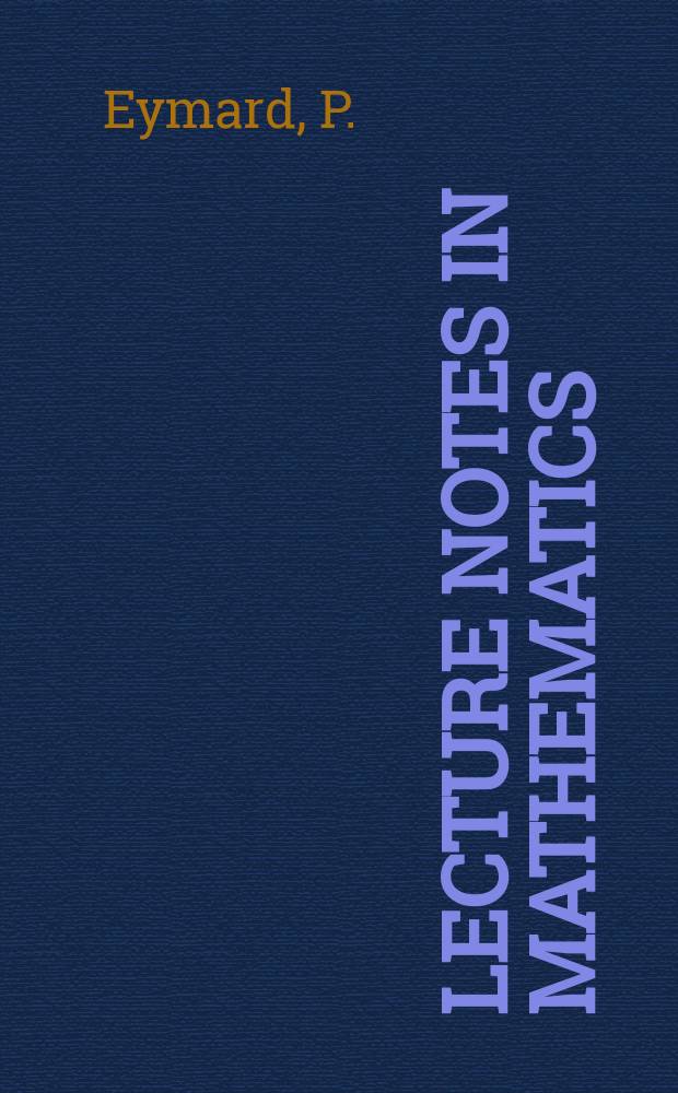 Lecture notes in mathematics : An informal series of special lectures, seminars and reports on mathematical topics : Moyennes invariantes et représentations unitaires