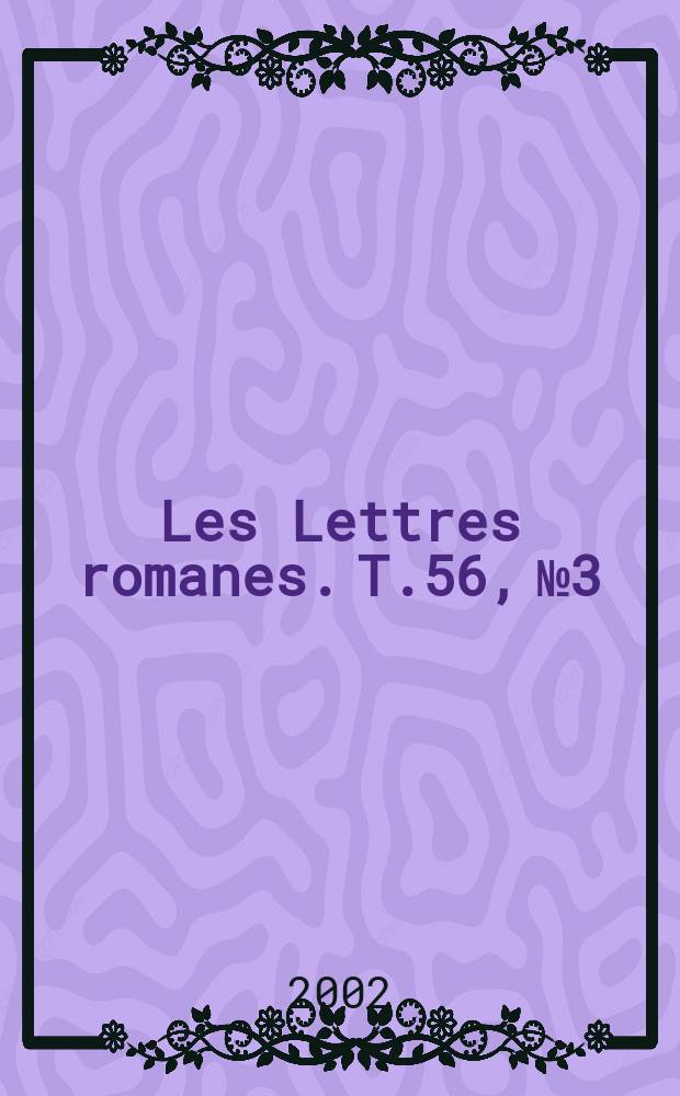 Les Lettres romanes. T.56, №3/4