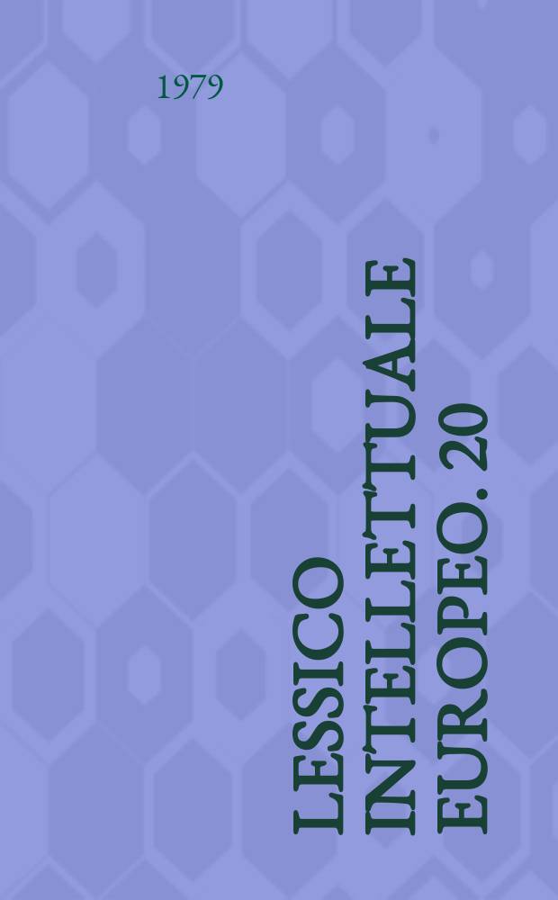 Lessico intellettuale europeo. 20 : Ordo