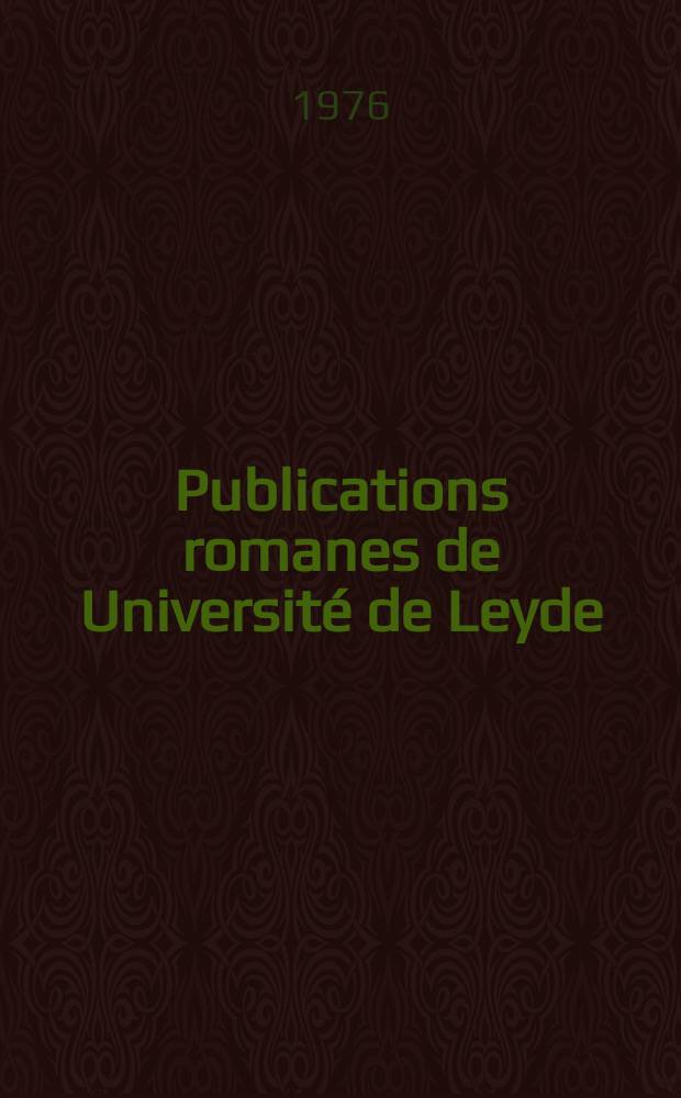 Publications romanes de Université de Leyde