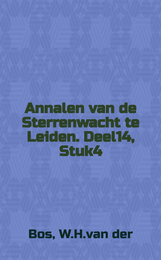 Annalen van de Sterrenwacht te Leiden. Deel14, Stuk4 : Measures of double stars made with the 26 1/2 and 9 inch Grubb refractors of the Union observatory at Johannesburg 1925-6-1928-9