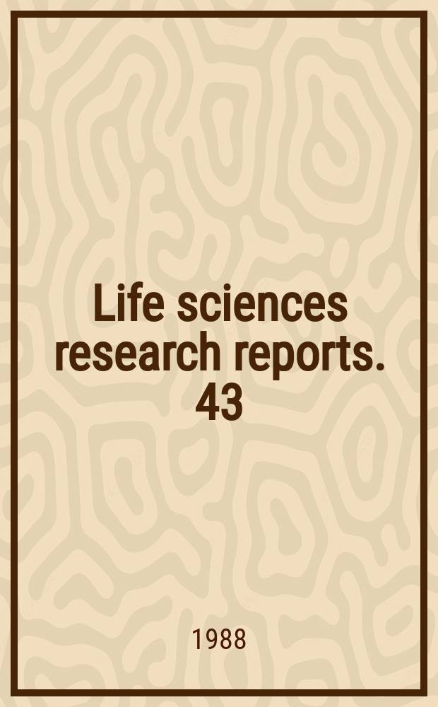 Life sciences research reports. 43 : Etiology of dementia of Alzheimer's type