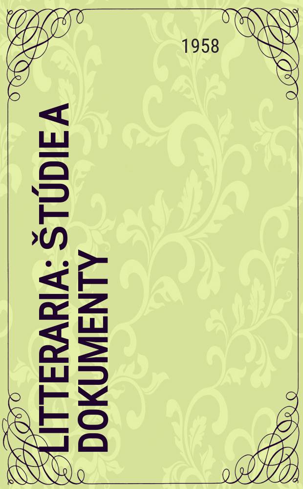 Litteraria : Štúdie a dokumenty