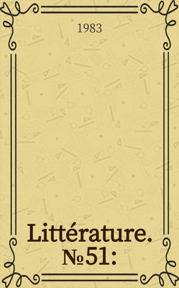 Littérature. №51 : (Poésie)