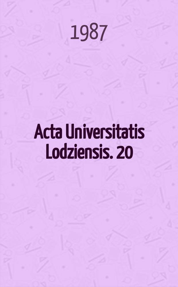 Acta Universitatis Lodziensis. 20 : Romanica