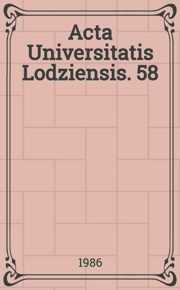 Acta Universitatis Lodziensis. 58 : Infrastruktura komunalna w miastach Województwa Łódzkiego